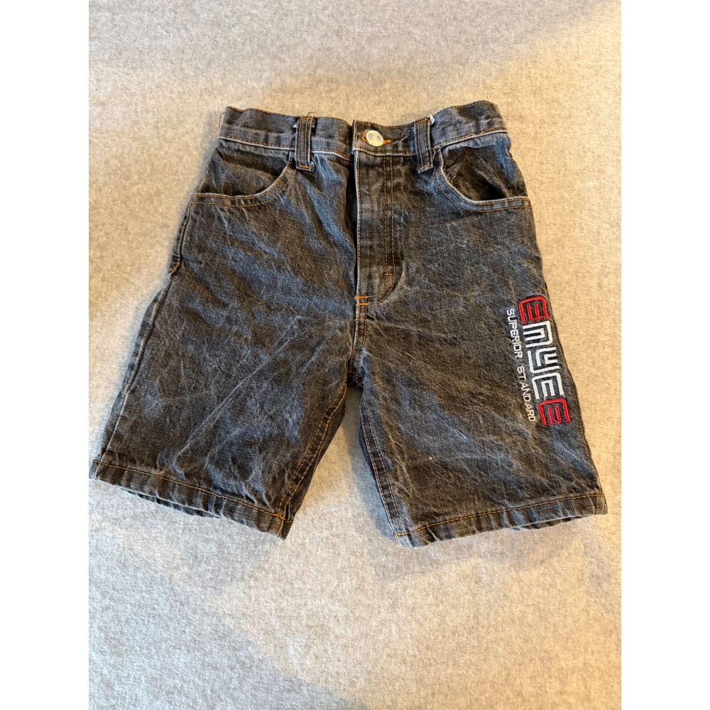 ENYCE Sean John Boys Denim Shorts Faded Black Streetwear Embroidered Logo 6